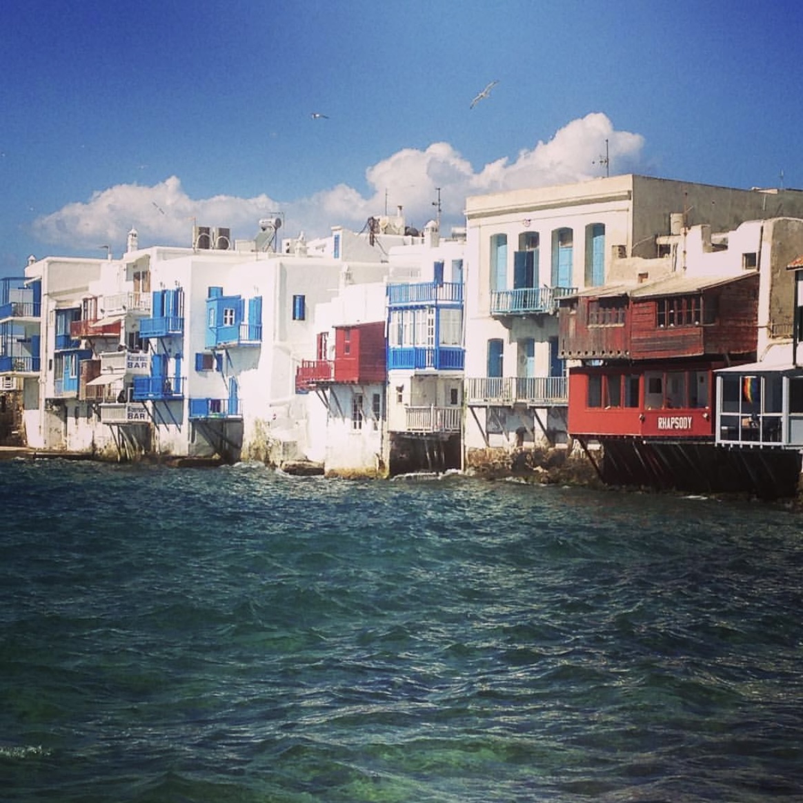 Grecian Buildings White washed Grecian buildings photographed from the water